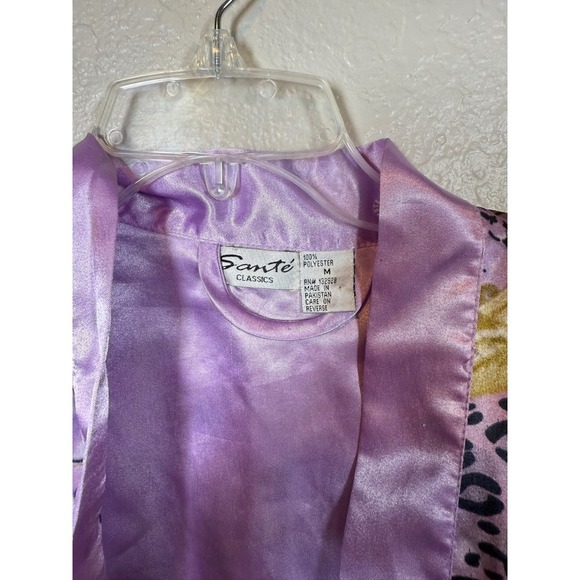 Vintage Set Sante Classics Floral Leopard Print Purple Robe & Slip Set - Size M - Picture 3 of 7